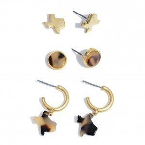 3 Piece Acrylic Texas Stud & Hoop Set